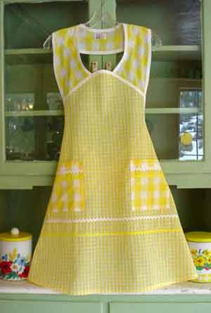 1940 yellow gingham retro apron